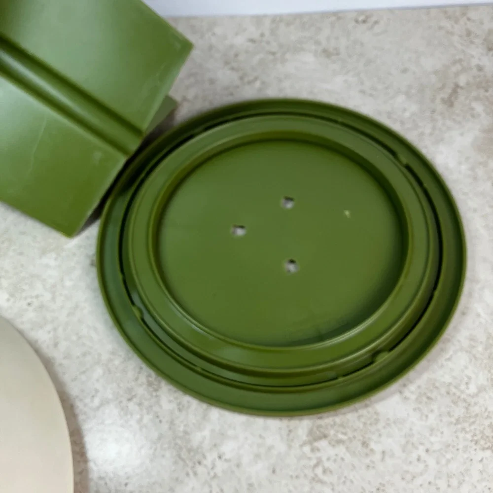 Rubbermaid Carousel Server Vintage Avocado Green Mod Flower Lazy Susan Kitchen
